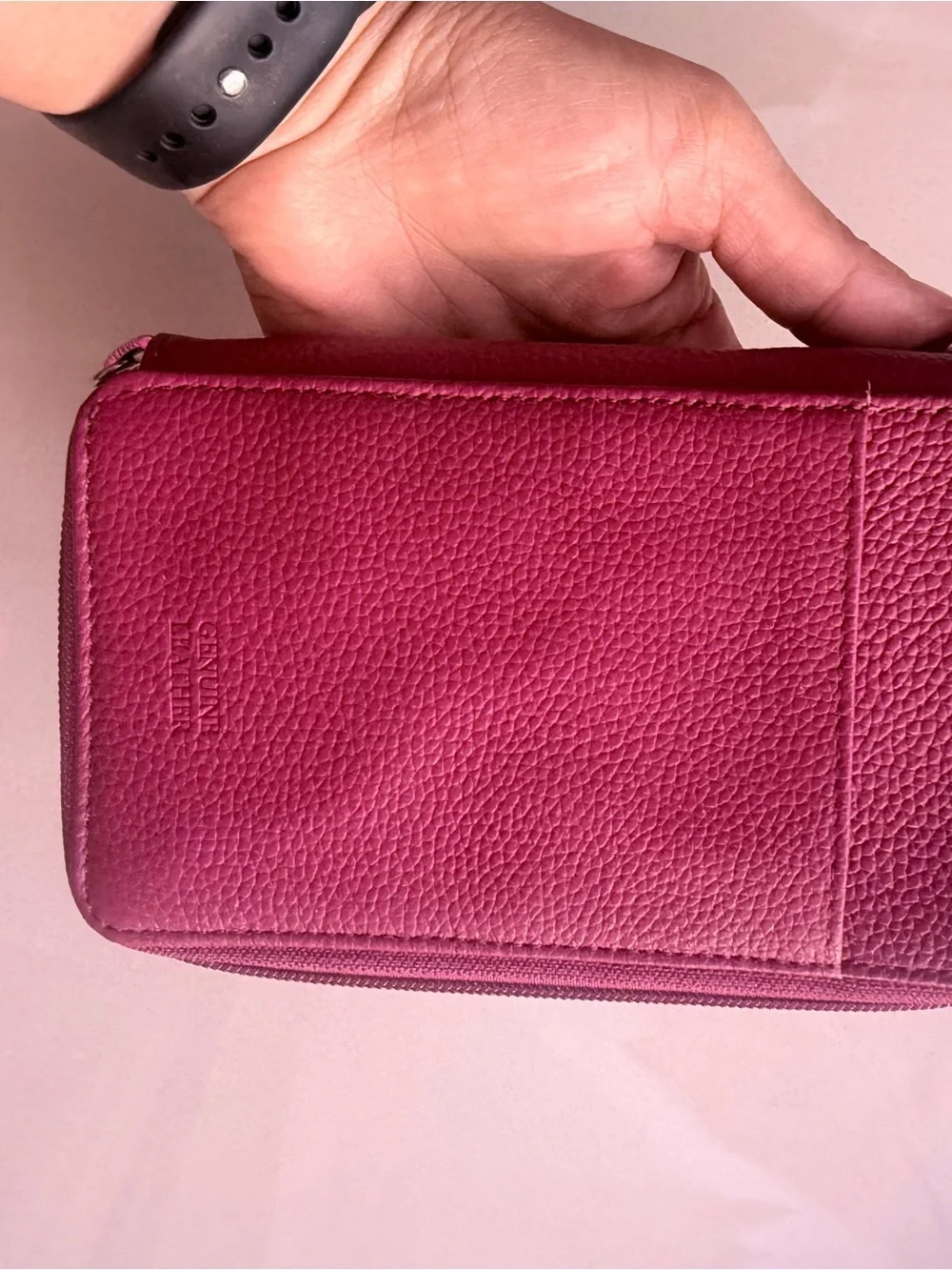 Giani Bernini Berry Pink Pebbled Leather Wristlet Wallet